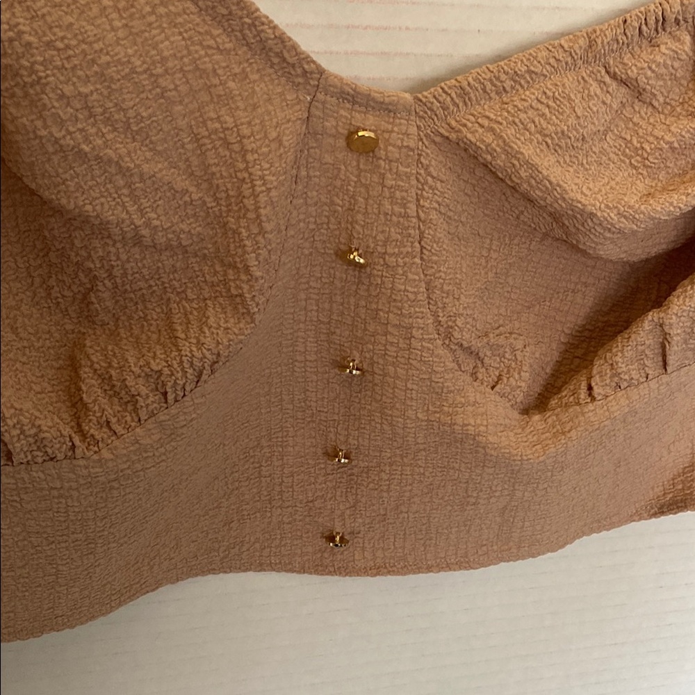 Tan Ruched Blouse - Picture 2 of 5